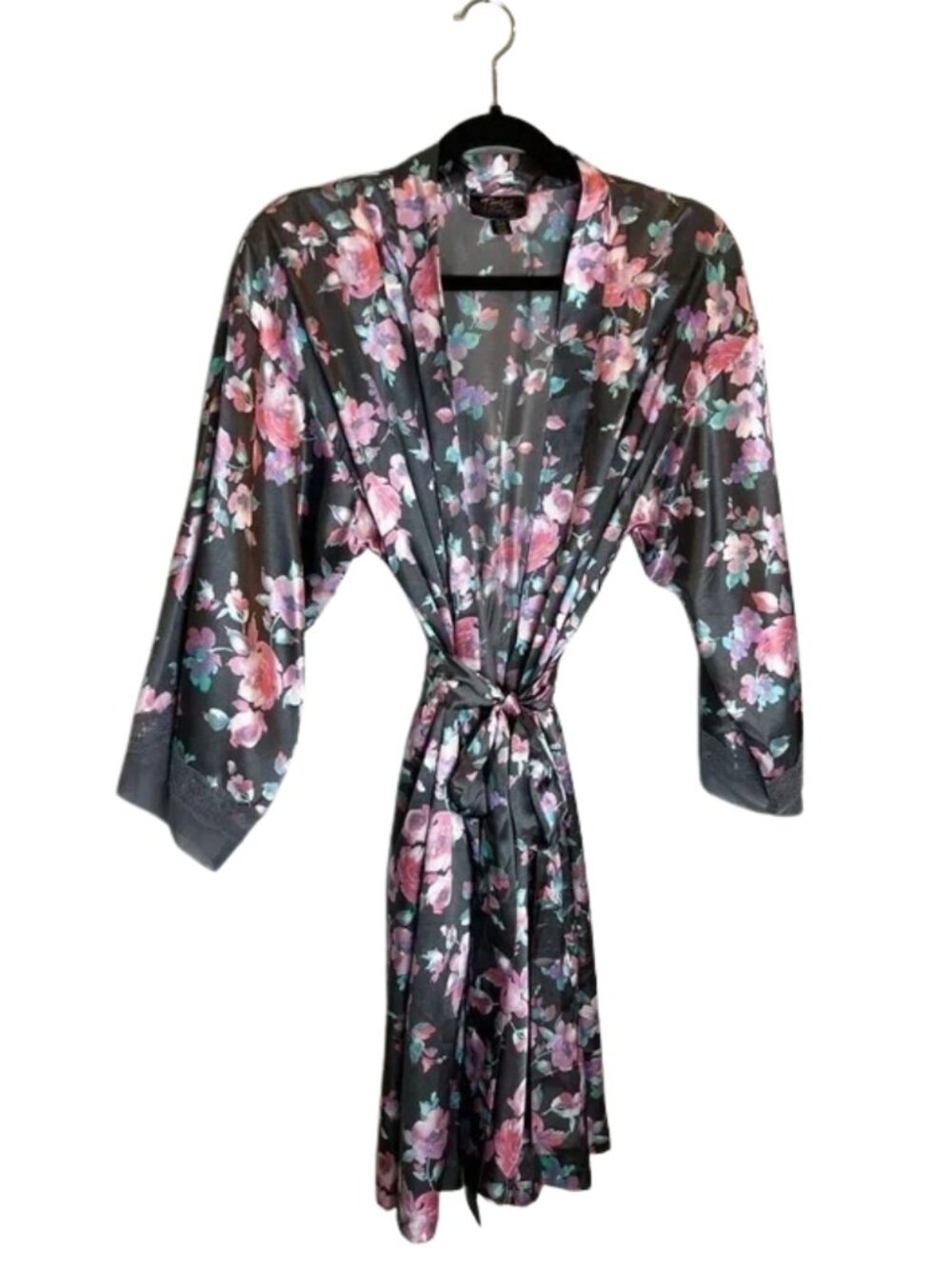 Thalia Sodi Intimates Women's Floral Robe Gray Size S